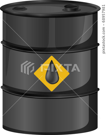 Black oil barrels with crude sign isolated on 68957981