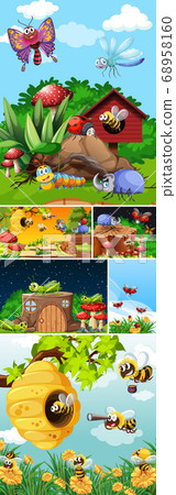 Set of different insects living in the garden Set of different insects living in the garden 68958160