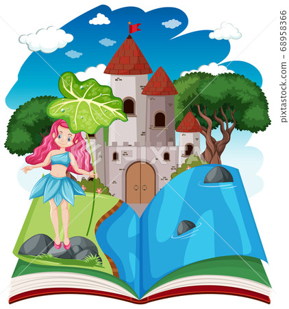 Fairy tales and castle tower on pop up book 68958366