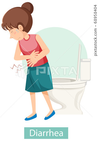 Cartoon character with diarrhea symptoms 68958404
