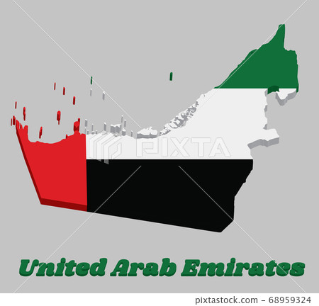 3D Map outline and flag of UAE,  68959324