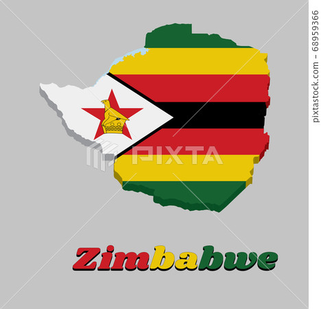3d Map outline and flag of Zimbabwe, 3d Map outline and flag of Zimbabwe, 68959366