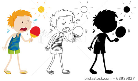 Boy in summer weather with its outline and 68959827