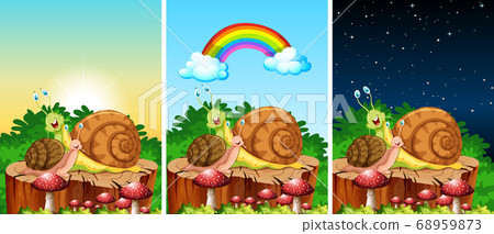 Set of snails living in the garden scenes on 68959873