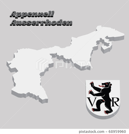 3D Map outline and Coat of arms of Appenzell Ausserrhoden, 68959960
