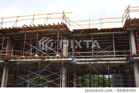 construction site metal beams structure house 68960308