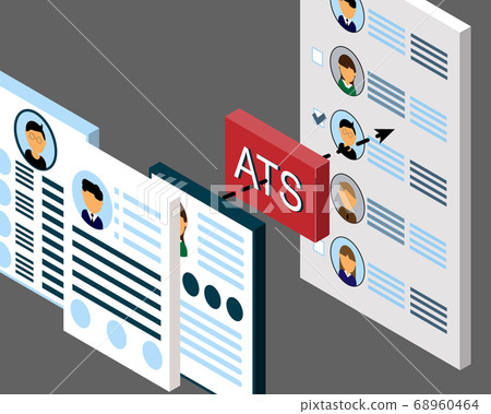 Resumes in ATS (applicant tracking system) process vector Resumes in ATS (applicant tracking system) process vector 68960464
