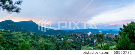 wat Phachonkeaw Khao Kho in sunset wat Phachonkeaw Khao Kho in sunset 68960785