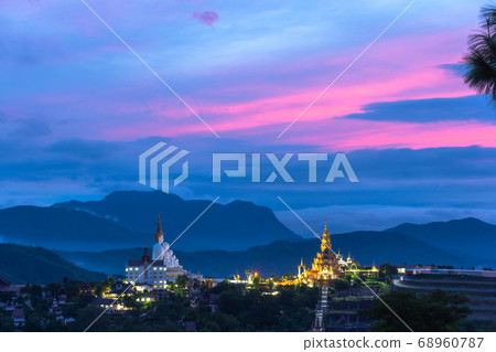 wat Phachonkeaw Khao Kho in sunset 68960787