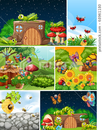 Set of different insects living in the garden 68961180