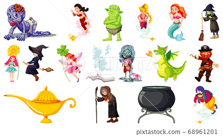 Set of fantasy cartoon characters and fantasy 68961201