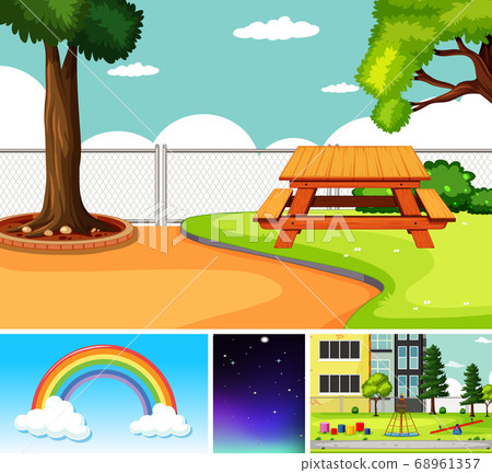 Four different scenes in nature setting cartoon Four different scenes in nature setting cartoon 68961357