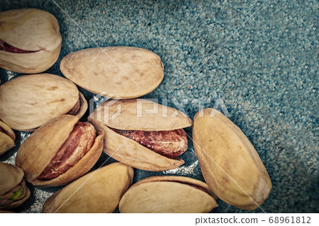 Pistachios macro image. Fryed nuts organic food - Natural protein source. 68961812