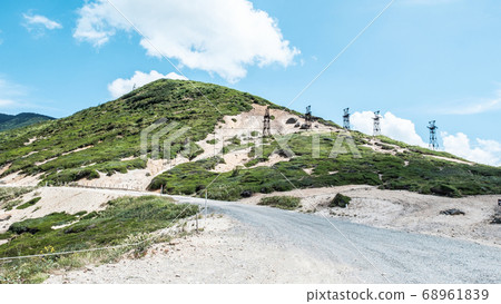 Scenery of Kenashi Pass (View of Kenashi Mountain and Kogushi sulfur mine cableway from Kenashi Pass) Scenery of Kenashi Pass (View of Kenashi Mountain and Kogushi sulfur mine cableway from Kenashi Pass) 68961839