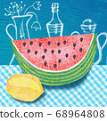 Slice of watermelon and lemon 68964808