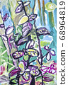 Mint garden acrylic expressive painting. 68964819