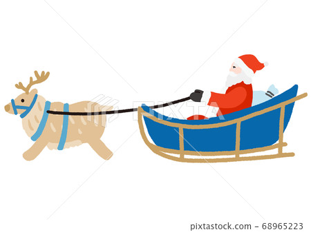 Santa Claus and reindeer pulling a sled 68965223
