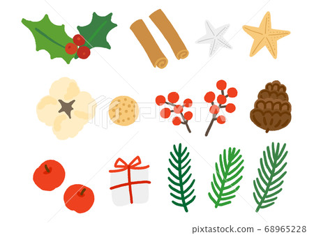 聖誕花環材料圖標集 聖誕花環材料圖標集 68965228