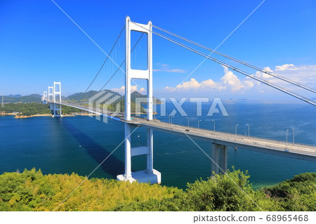 Ehime Prefecture Kurushima Kaikyo Bridge Stock Photo