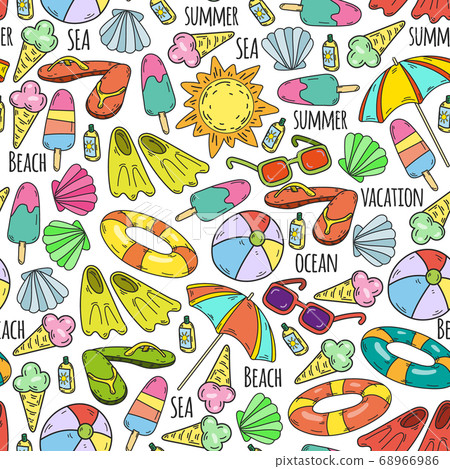 Summer, travel. Sea, ocean, beach. Vector pattern. Summer, travel. Sea, ocean, beach. Vector pattern. 68966986