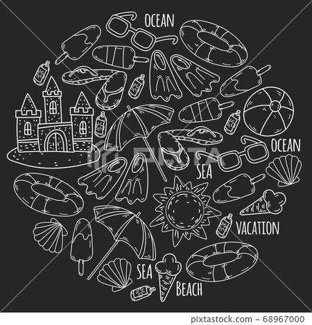 Summer, travel. Sea, ocean, beach. Vector pattern. 68967000