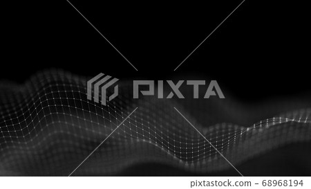 Music background. Big Data Particle Flow Visualisation. Science infographic futuristic illustration. Sound wave. Sound visualization 68968194
