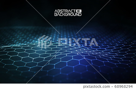 Futuristic hexagon vector illustration. Futuristic hexagon vector illustration. HUD element. Technology concept. 3d landscape. Big data. 68968294