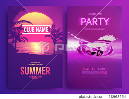 Retro background futuristic landscape 1980s style. Cocktail party, Electronic music fest, electro summer poster. Abstract gradients music background. EPS 10 Vector illustration. Vibrant design. Retro background futuristic landscape 1980s style. Cocktail party, Electronic music fest, electro summer poster. Abstract gradients music background. EPS 10 Vector illustration. Vibrant design. 68968364