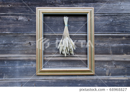 wheat bunch and golden retro picture frame 68968827