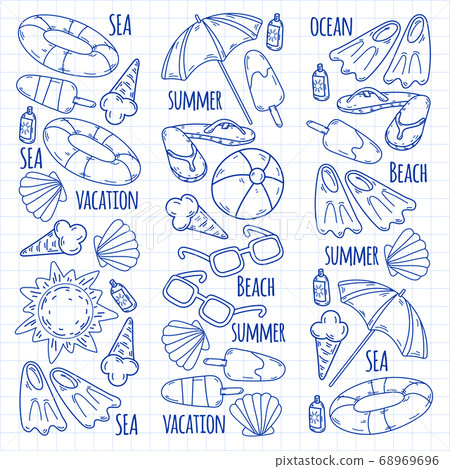 Summer, travel. Sea, ocean, beach. Vector pattern. Summer, travel. Sea, ocean, beach. Vector pattern. 68969696