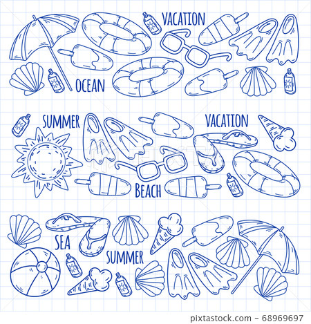 Summer, travel. Sea, ocean, beach. Vector pattern. Summer, travel. Sea, ocean, beach. Vector pattern. 68969697