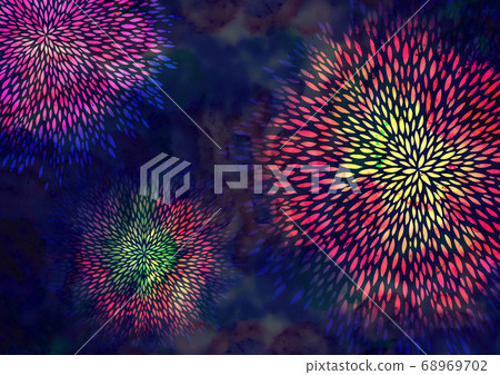 煙花背景素材水彩夏季節日日式插畫霓虹色 煙花背景素材水彩夏季節日日式插畫霓虹色 68969702