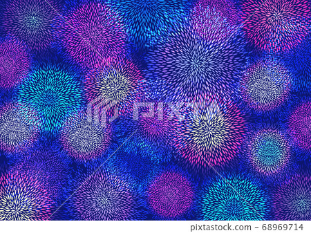 煙花背景素材水彩夏季節日日式插畫霓虹色 插圖素材 圖庫