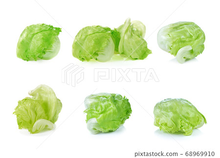 Fresh green lettuce leafs isolated on white 68969910