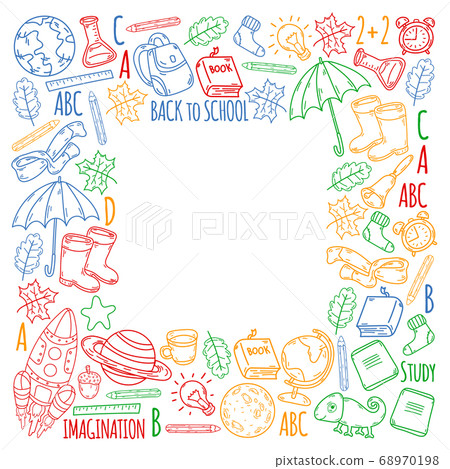 Back To School Background. Back to school super shopping. Super sale. Vector illustration. Pattern of welcome back to school. Back To School Background. Back to school super shopping. Super sale. Vector illustration. Pattern of welcome back to school. 68970198
