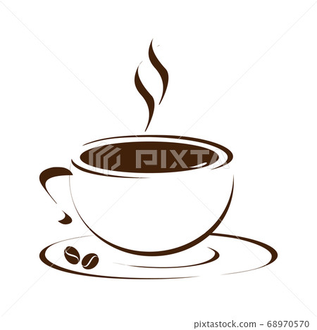 Cup of hot black coffee with smoke Cup of hot black coffee with smoke 68970570