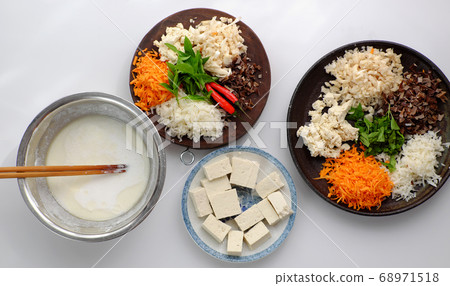 raw material ready to cook homemade rice noodles roll, Vietnamese popular dish raw material ready to cook homemade rice noodles roll, Vietnamese popular dish 68971518