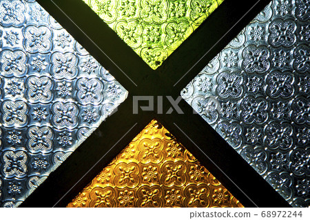 colorated glass and sun in morocco africa window 68972244