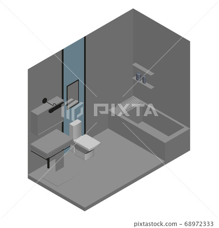 Low poly bathroom interior. Isometric view. 3D.... - Stock Illustration ...