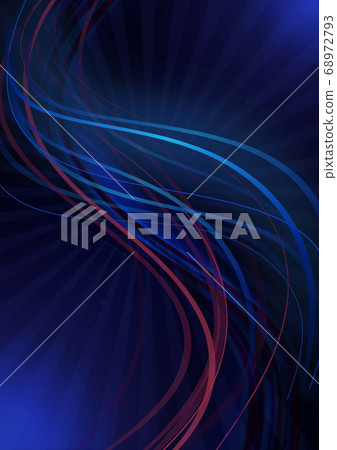 Bright satin blue stripes intersect with maroon stripes on a dark blue background with lighting at the corners and covered with transparent bluish rays Bright satin blue stripes intersect with maroon stripes on a dark blue background with lighting at the corners and covered with transparent bluish rays 68972793