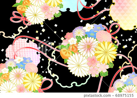 Snow ring and ball New Year's card 68975155