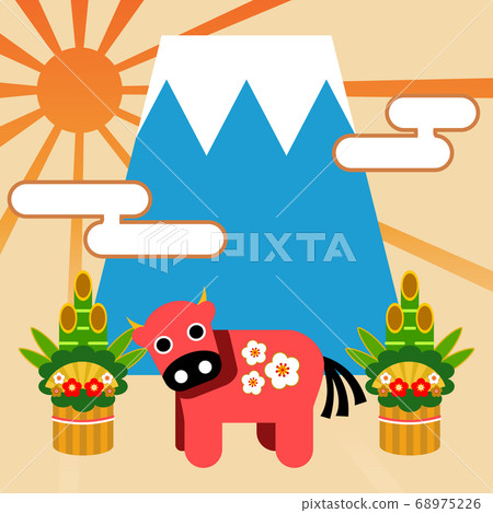 2021年新年賀卡富士山赤部湖 68975226