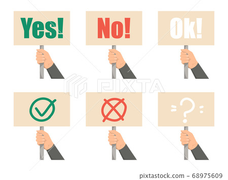 Set of hands holding placards vector isolated 68975609
