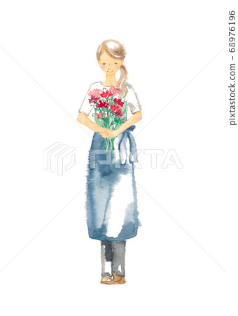 康乃馨年輕女子安靜地微笑 康乃馨年輕女子安靜地微笑 68976196