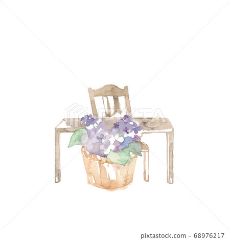Flower material, antique furniture and hydrangea Flower material, antique furniture and hydrangea 68976217