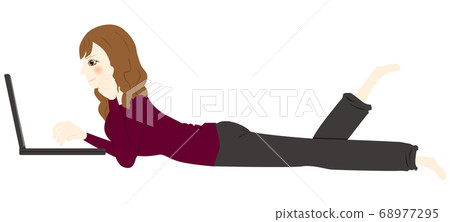Computer woman whole body - Stock Illustration [68977295] - PIXTA