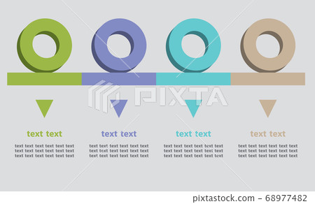 Infographic of 4 step of work or activities in the 3D round on the line Infographic of 4 step of work or activities in the 3D round on the line 68977482