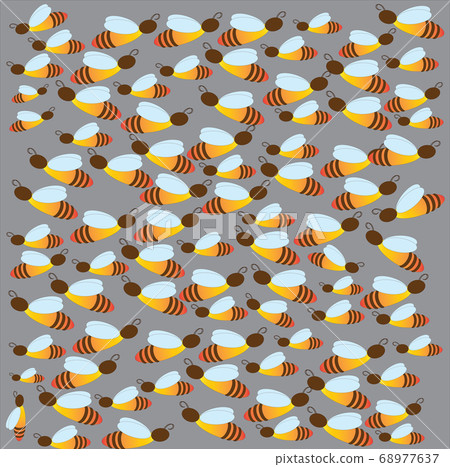Pattern of many honey bee on grey background.  68977637