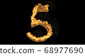 Burning number five on a black background. 3d rendering 68977690