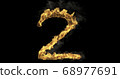 Burning number Two on a black background. 3d rendering 68977691